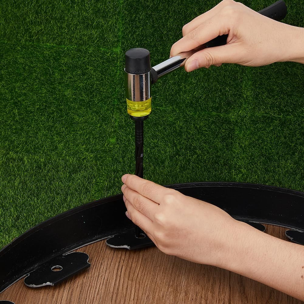 PET Landscape Edging Garden Border with Anchoring Spike Nails Black 43.5x45.5mm Hole: 10mm