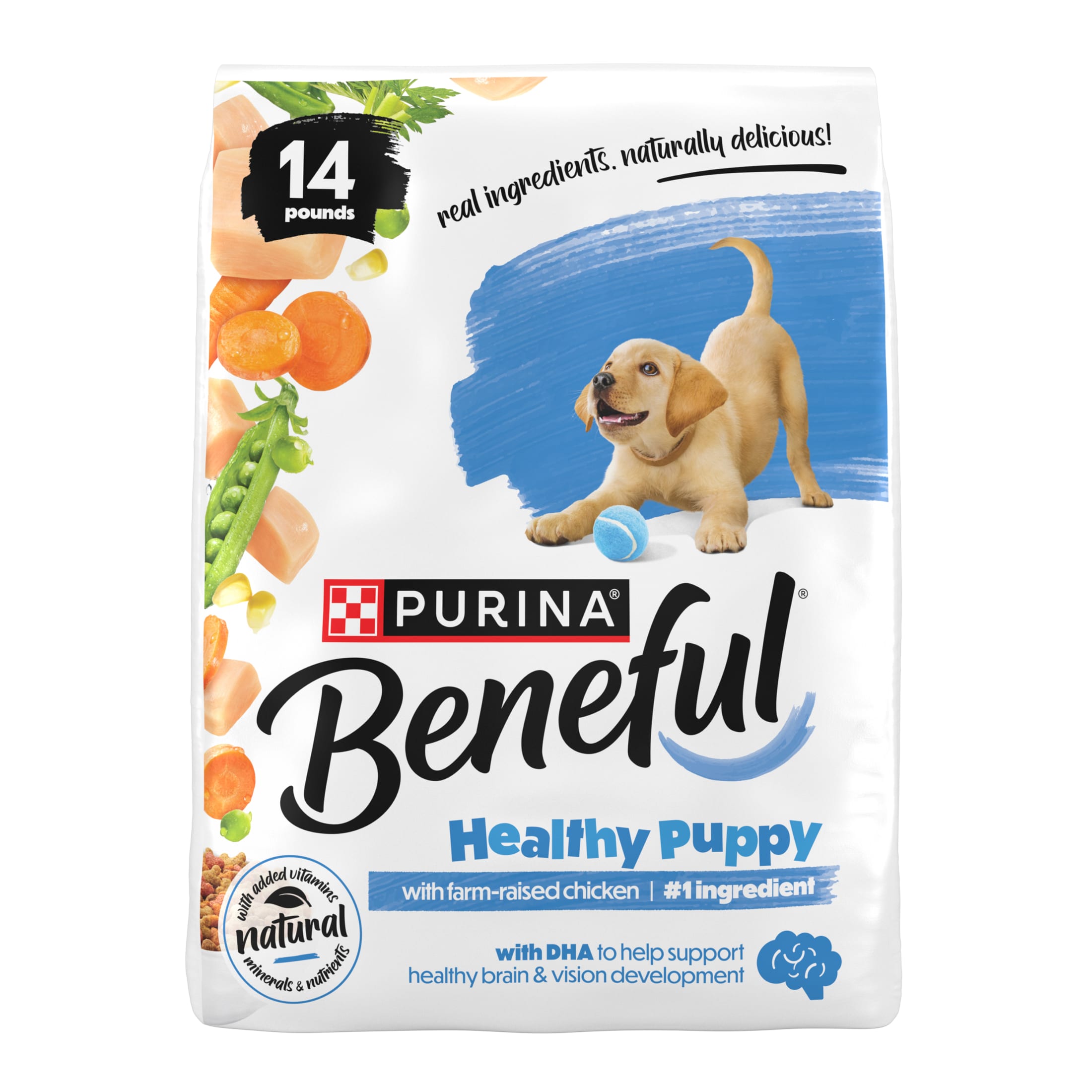 Purina Beneful Healthy Puppy with Farm-Raised Chicken, Natural High Protein Dry Puppy Food Formula with Added Vitamins, Minerals and Nutrients, 14 lb Bag