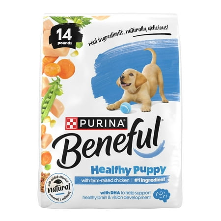 Purina Beneful Healthy Puppy with Farm-Raised Chicken Natural High Protein Dry Puppy Food Formula with Added Vitamins Minerals and Nutrients 14 lb Bag