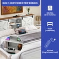 thumbnail image 3 of ModFusion – Modern Farmhouse Queen Size Bed Frame with Headboard, Bookcase Storage Shelves, Sliding Barn Door, Charging Station, Rustic Wood Platform Bed, Easy Assembly, White, 3 of 7