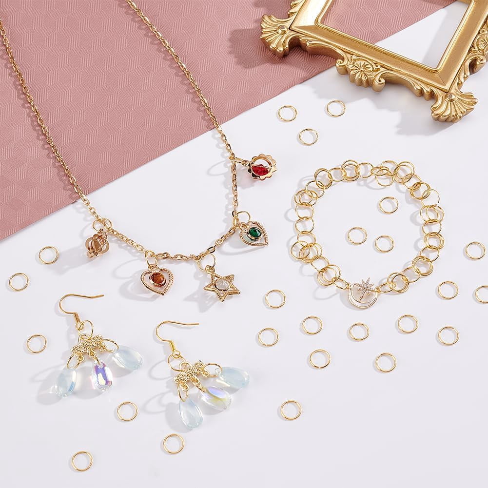 18K Gold Plated Open Jump Ring 400pcs 8mm Linking Ring Brass Jump Ring 18 Guage O Rings Jewellery Connectors Strong Jump Rings DIY