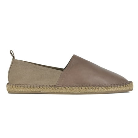 Brown Espadrille - Brunello Cucinelli Mens Brown Leather Canvas Espadrille Slip Ons
