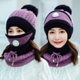 thumbnail image 2 of Women Knitted Cap Warm Cover Neck Scarf Gloves Outdoor Set, 2 of 3