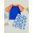 thumbnail image 4 of Spewahor Kids Boys Two Piece Swimsuits, Short Sleeve Shark Print Rash Guard Shorts Set Swimwear 6M-5T,Toddlers, 4 of 8