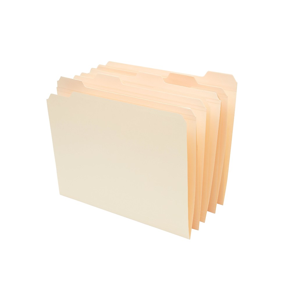 Staples Manila File Folders with Reinforced Tabs 5 Tab Letter 100/Box