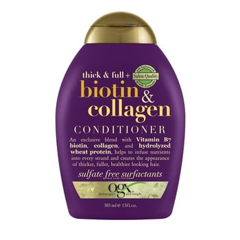 OGX Biotin & Collagen Thickening Volumizing Daily Conditioner with  B7 & Hydrolyzed Wheat Protein, 13 fl oz
