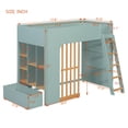 thumbnail image 3 of Twin Size Kids Loft Bed with Shelves, Wooden High Profile Teens Storage Bed Frame with Ladder and Removable Large Drawer, 3 of 11