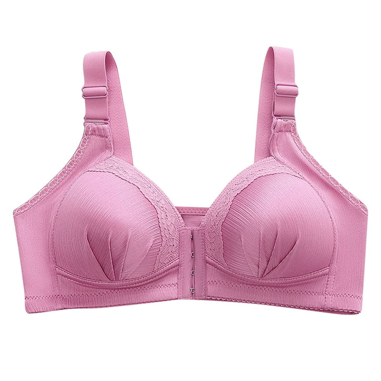 REORIAFEE Women's Bra Comfort Bra Plus Size Solid Lace Lingerie Bra  Comfortable Bra Hot Pink 36 
