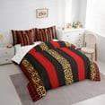 thumbnail image 2 of Brown Leopard Comforter Set 7pcs for Men Women, Black Red Plaid Stripes Bedding King Size, Animal Bed Set with 1 Comforter,1 Fitted Sheet,1 Flat Sheet,2 Pillowcases,2 Throw Pillow Cover, 2 of 5