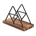 thumbnail image 1 of Servilletero de madera, servilletero de mesa con alambre de metal negro para interiores y exteriores, hogar, comedor, descanso, negro y marrón, 1 of 5