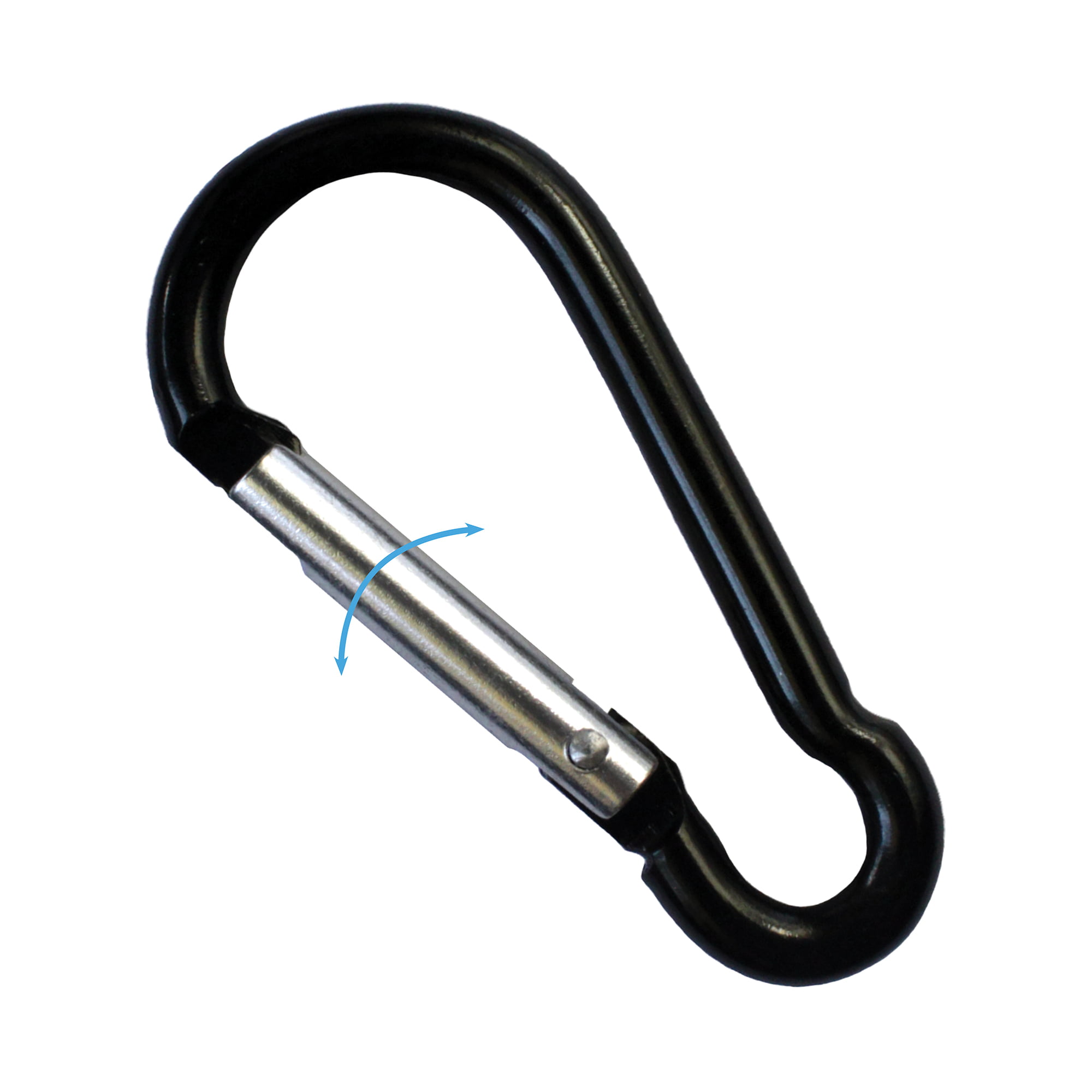 Camptek 6pcs Black Carabiner Caribeaner Clip,3 Large Aluminum D Ring Shape Carabeaner with 6pcs Keyring Keychain Hook