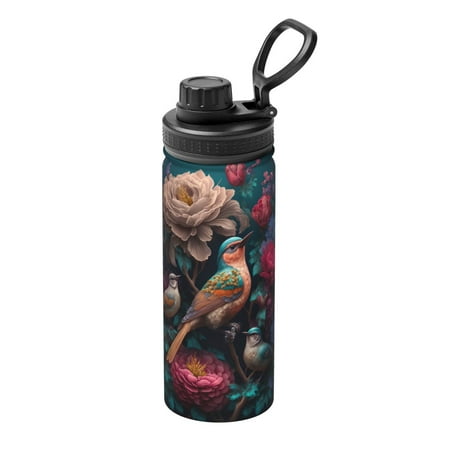 

Fuzoiu Colorful Rose Bird Print 18oz Sports Insulated Kettle Stainless Steel Vacuum Water Bottle Leakproof Sport Flask