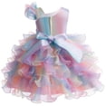thumbnail image 5 of AHTJRT Girls Rainbow Tutu Dress Ruffled Flowy Pageant Party Dress Kids Wedding Ball Gowns Sequined Formal Princess Dress Hot Pink 7-8 Years, 5 of 8