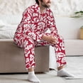 thumbnail image 7 of Picia Red Flowers Pattern Men’s Long-Sleeve Sleepwear Set - Soft 2-Piece Loungewear with Pockets, Comfy PJs for Relaxing Nights-Large, 7 of 7