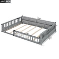 thumbnail image 2 of Harper & Bright Designs Full Size Floor Bed for Boys Girls with Fence, Wood Floor Platform Bed Upholstered Pillow, Gray, 2 of 12
