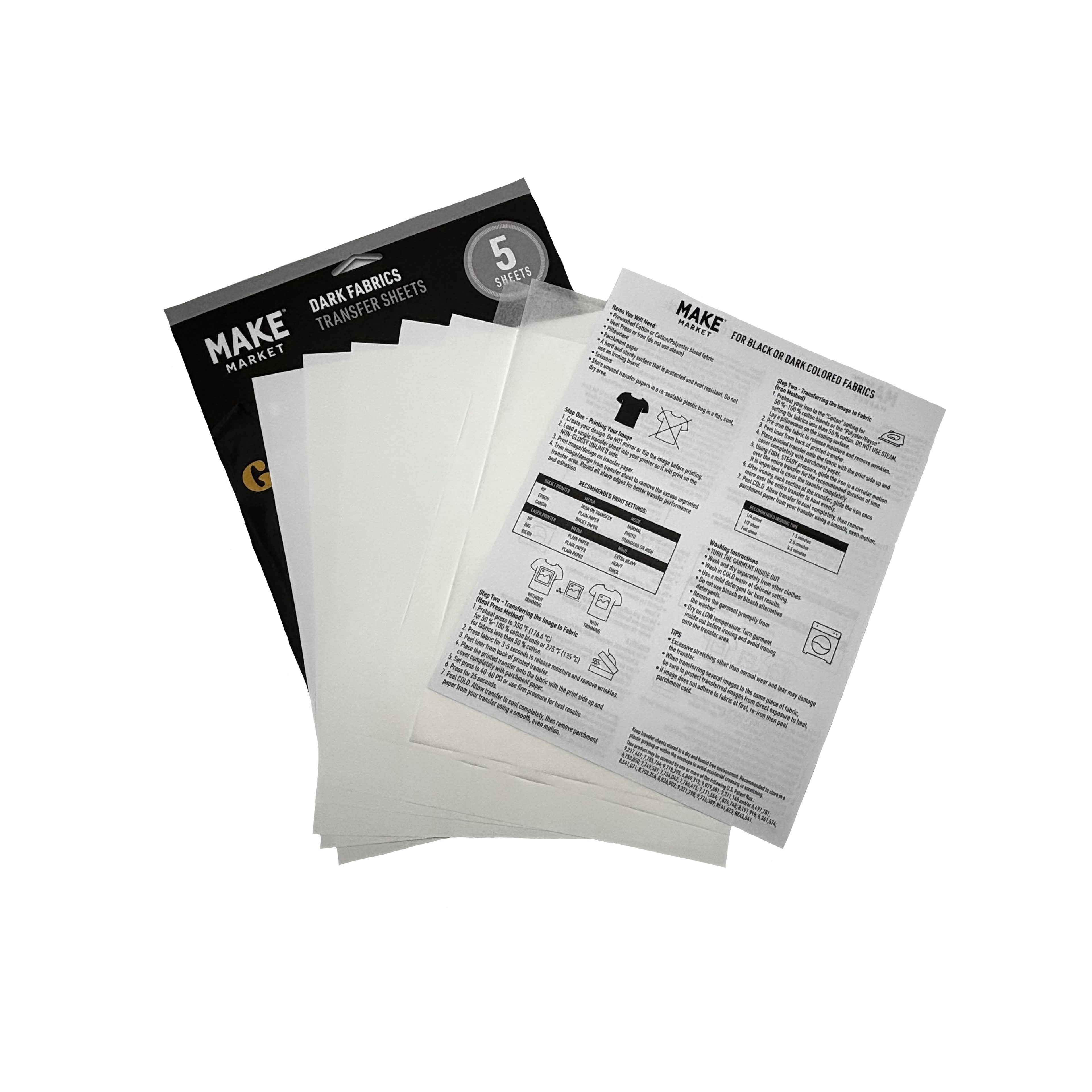 Make Market Dark Fabric Transfer Sheets, 8.5" x 11" (5ct.) , 6 Pack