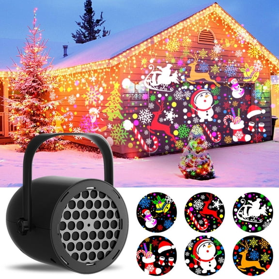 Christmas & Halloween LED Projector Light with Remote Control, Rotating Snowman Snowflake Santa Patterns for Indoor Outdoor Yard Holiday Decor