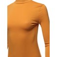 thumbnail image 4 of A2Y Women's Basic Solid Soft Cotton Long Sleeve Mock Neck Top Shirts Junior Fit Ash Mustard S, 4 of 6