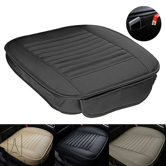 Gustave Universal Car Seat Cushion, Breathable Car Front Seat Pad with PU Leather Bamboo Charcoal Car Seat Protector for Auto Supplies Office Chair "Black"