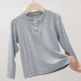 thumbnail image 6 of QIbmong Infants Toddler Boys Girls Shirts Long Sleeve Button Crew Neck Tops Casual Comfy School Home Fall Winter Undershirts for Kids(1-2Years,Gray), 6 of 9