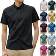 thumbnail image 4 of Men's Business Casual Short Sleeve Button Shirt, Polyester/Spandex, M-XXXXL Sizes, 4 of 4