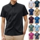 thumbnail image 5 of Camisa de manga corta con botones para hombre, estilo informal de negocios, poliéster/spandex, tallas M-XXXXL, 5 of 5