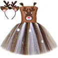 thumbnail image 2 of Disfraz de reno y ciervo para niñas, vestido de Navidad con tutú de ciervo marrón brillante, ropa de fiesta de Navidad para niños pequeños y Halloween, 2 of 5