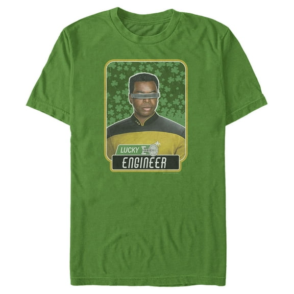 Men's Star Trek: The Next Generation St. Patrick's Day Lucky Engineer La Forge Graphic Tee Kelly Green 3X Large