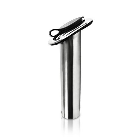 MARINE CITY Marine Stainless-Steel Flush Mount Rod Holder with Rubber Cap Liner and Gasket -30 Degree 1-Piece
