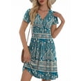 thumbnail image 3 of UVN Vestidos para Mujer con Escote en V Profundo, Manga Corta, Vestido Veraniego Midi para Fiesta con Bolsillo, 3 of 9