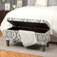 thumbnail image 3 of HomePop Large Upholstered Rectangular Storage Ottoman Bench with Hinged Lid, Slate Damask, 3 of 5