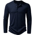 thumbnail image 2 of Yifymode Men's Henley Linen Long Sleeve T Shirts, Lightweight Button Crewneck Casual Tops for Daily Outdoor Leisure Athletic Wear, 2 of 5