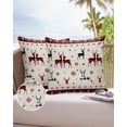 thumbnail image 6 of Pack of 2 Outdoor Pillow Covers, Christmas Reindeer and Snowflakes Burlap Texture Waterproof Square Throw Pillowcase Cushion Decorative Pillow Covers for Couch Patio Tent, 20x20 in, 6 of 6
