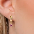 thumbnail image 3 of Gem Stone King 14K Yellow Gold Pink Moissanite and Lab Grown Diamond Earrings for Women | 0.51 Cttw | Gemstone Birthstone | Round 4MM, 3 of 6