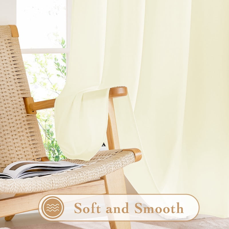 NICETOWN Sheer Privacy Curtains for Bedroom, Beige Back Tab Sheer Curtains Light Filtering Non-See-Through Sheer Curtains, 52"x90", 2 Panels