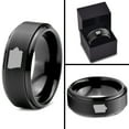 thumbnail image 4 of Tungsten Iowa Hawkeye State Band Ring 8mm Men Women Comfort Fit Black Step Bevel Edge Brushed Polished, 4 of 4