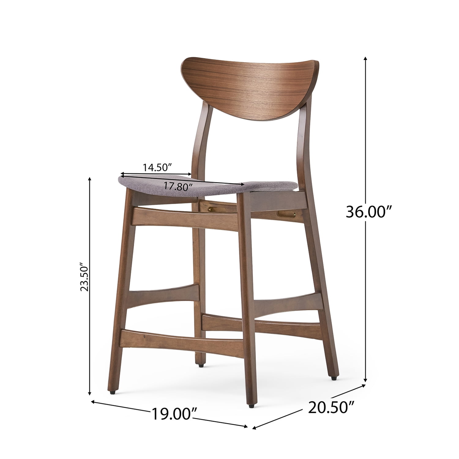 Kadyn Fabric Upholstered Counter Stool Set of 2, Mid-Century Modern Fabric Barstool, Kitchen Chair for Dining Room, Dark Grey Kadyn Fabric Upholstered Counter Stool Set of 2, Mid-Century Modern Fabric Barstool, Kitchen Chair for Dining Room, Dark Grey