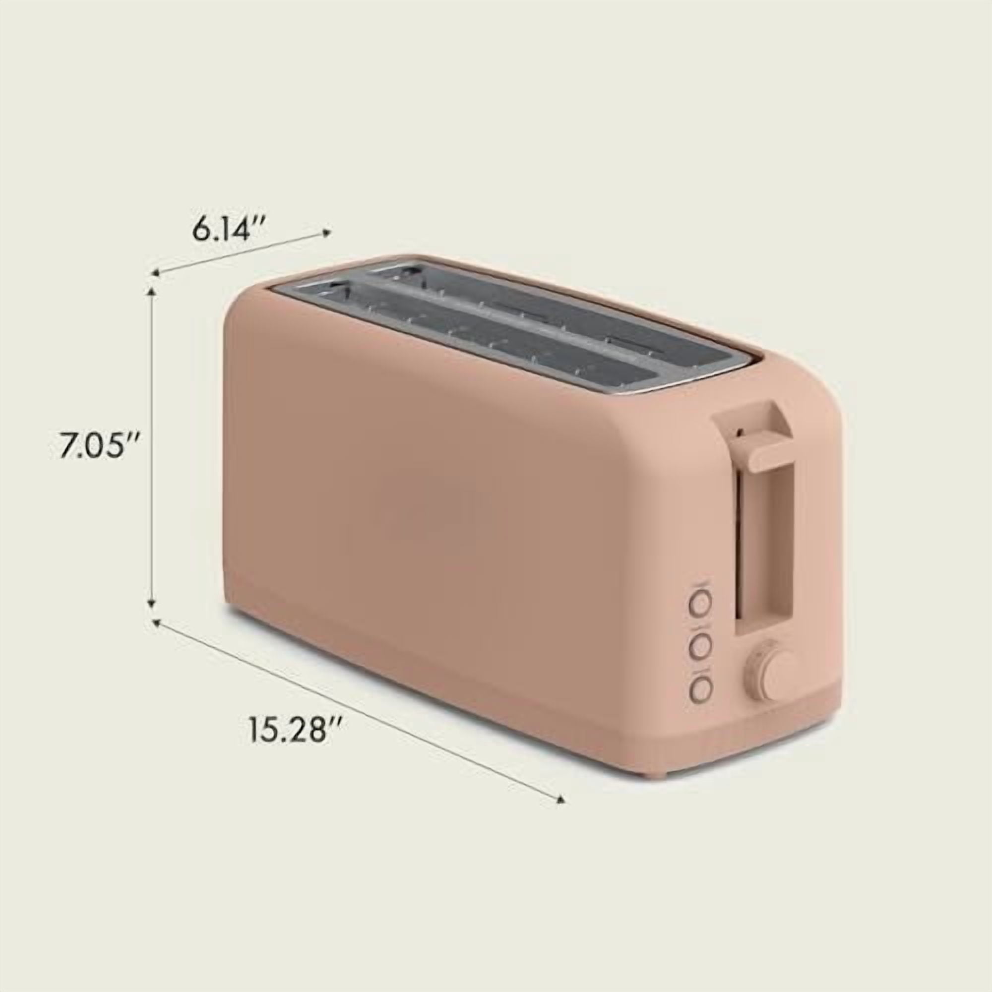 4 Slice Slim Toaster, Fits-anywhere™ Kitchenware, 6 Setting Shade Control with Reheat & Cancel Buttons, Fits Sourdough, 10” Long Slot, Anti Jam & Auto Shutoff, 900 Watt, Blossom