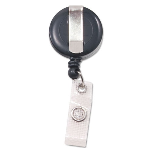 Deluxe Retractable Id Reel With Badge Holder, 24" Extension, Black, 12/box | Bundle of 2