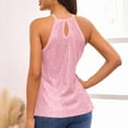 thumbnail image 5 of Sparkle Halter Vest Shirts for Women Dressy Sequin Sleeveless Party Blouse Backless Streetwear Tank Tops,Pink S, 5 of 6