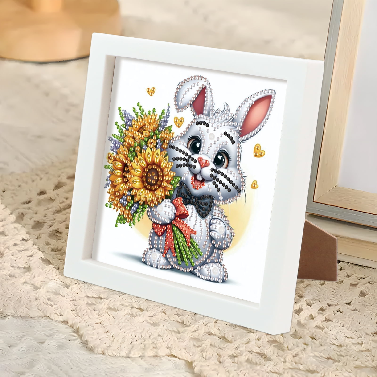 Diamond Painting Kit with Frame, Sunflower Rabbit Special Shape