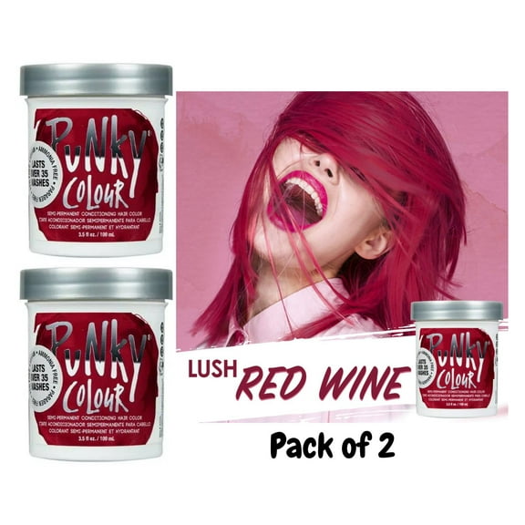 Jerome Russell PUNKY COLOUR Semi Permanent Conditioning Color 3.5 oz - Red Wine ( PACK OF 2 )