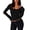 Black, variant on Ladies Tops and Blouses Long Sleeved Lace Edged Square Neck Petite Tops for Women,Dark Blue,L