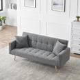 thumbnail image 4 of Grey Teddy Fleece 71.7-inch Sofa Bed - Strong Construction with Solid Wood & Artificial Wood Frame, 4 of 9