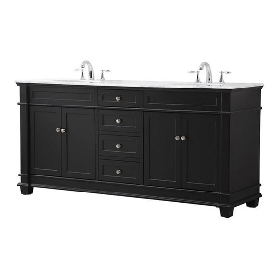 Elegant Decor Wesley 72" Solid Wood Steel Double Bathroom Vanity Set in Black