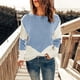 thumbnail image 2 of Gibobby Suéter casual mujer, Suéter de cuello redondo de gran tamaño para mujer, manga larga, color sólido, informal, de punto, para otoño(Azul,M), 2 of 4