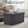 thumbnail image 4 of Ornavo Foldable Tufted Linen Large Storage Ottoman Bench Foot Rest Stool/Seat - 15" x 30" x 15"- Charocal, 4 of 6