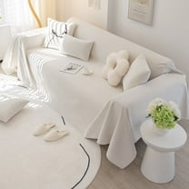 Desirable Life Waterproof Sofa Cover Couch Cover Protector Sofa Throw Cover Slipcover Durable Multi-Function Furniture Cover for Pets Dogs Cats Home Living Room, White 71" x 118"