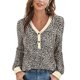 thumbnail image 3 of Camiseta de manga larga con cuello en V para mujer a la moda blusa con estampado de botones de otoño Fridja  ghj987+1346, 3 of 6