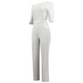 thumbnail image 6 of Women Casual Short Sleeve Sequin Spliting Romper Jumpsuit Long Straight Pants Women Pantsuit Womens Jumpsuit for Wedding Guest Eyelet Jumpsuit Wedding Attire for Women Guest Soft Overalls for Women, 6 of 7